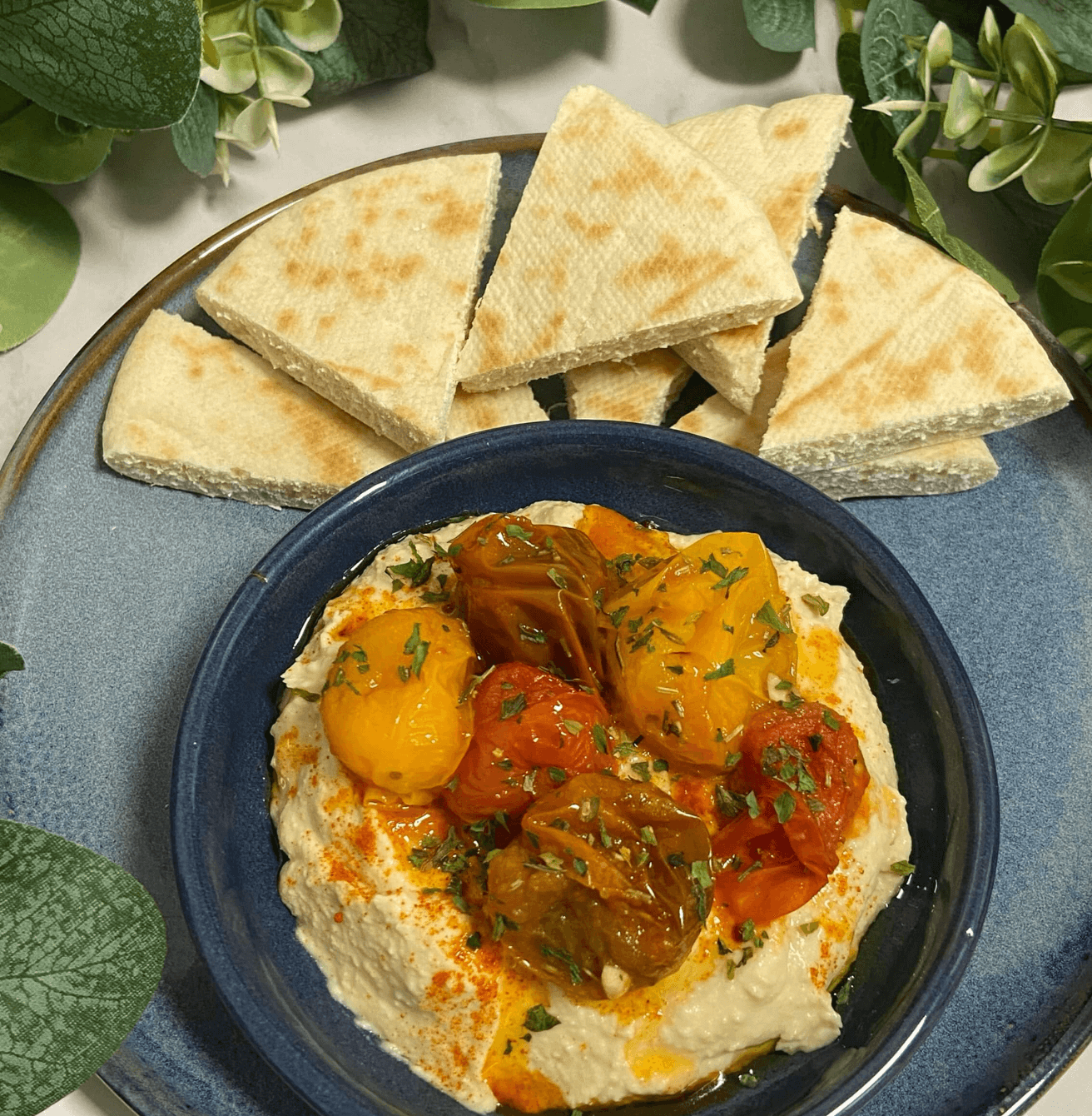 Receta de Hummus con tomatitos asados en Airfryer