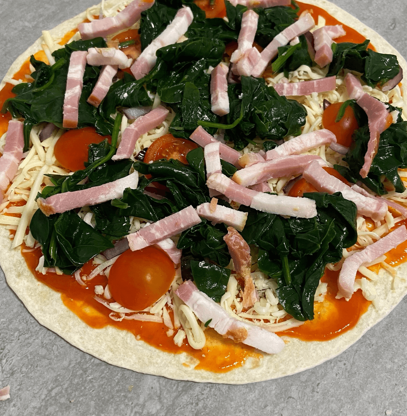 Tortipizza de espinacas y bacon en airfryer Tortipizza de espinacas y bacon en airfryer