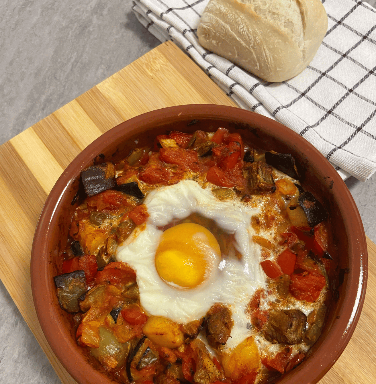 Receta de Pisto con huevo en Airfryer