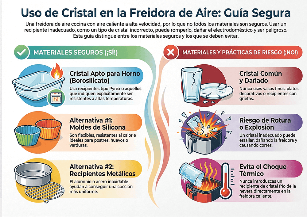 Se puede meter cristal en la freidora de aire