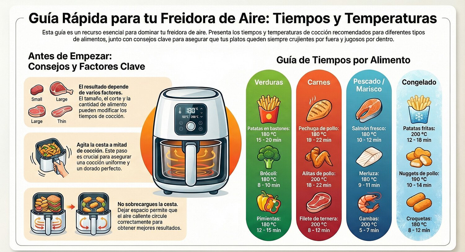 Tabla de tiempos freidora de aire