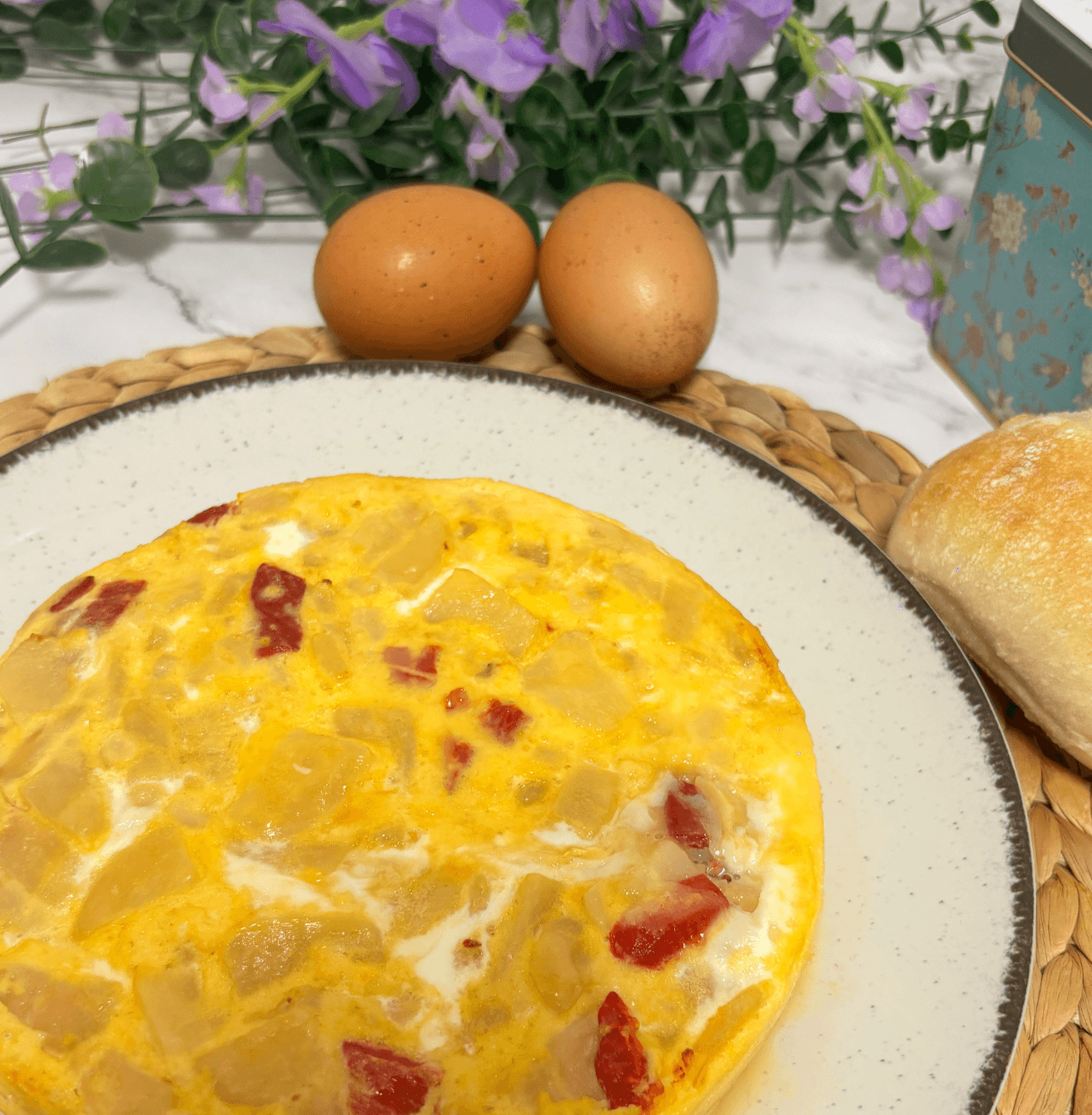 Receta de Tortilla de patata y pimientos en Airfryer