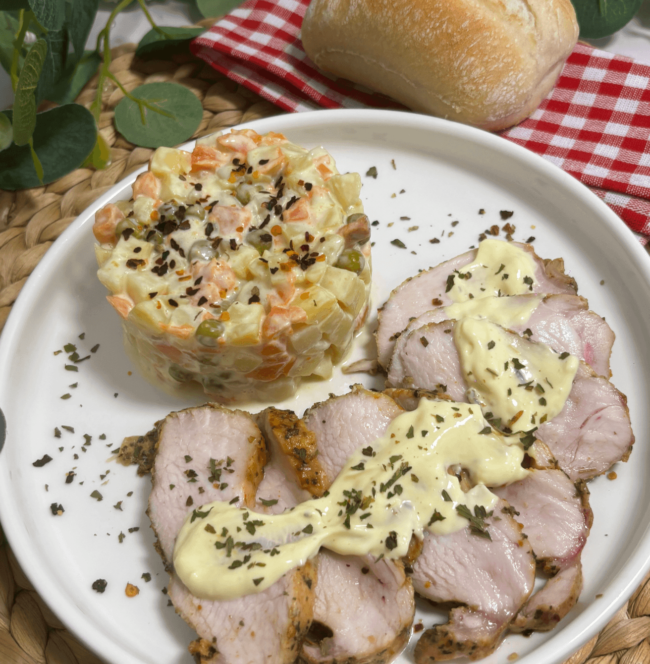 Receta de fiambre de pollo y ensaladilla en Airfryer